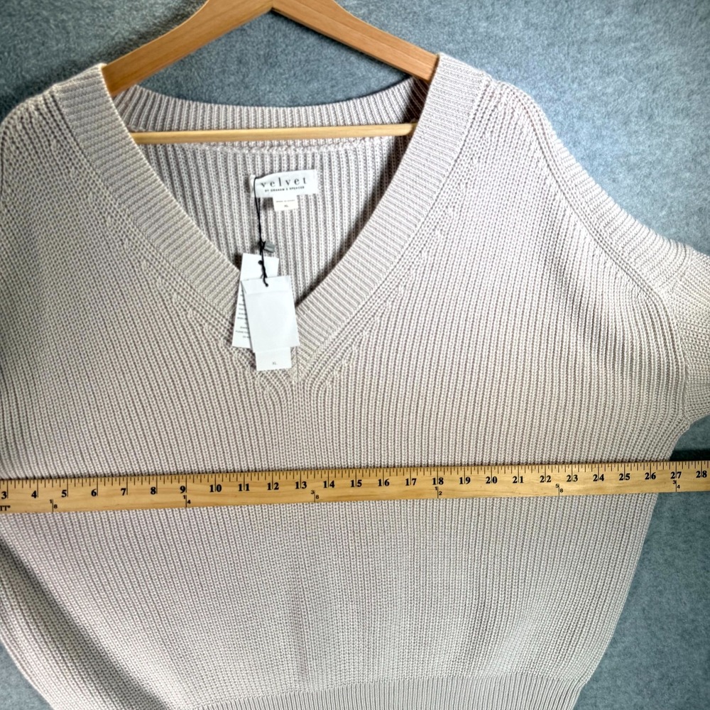 Velvet By Graham Spencer Sweater Womens XL Beige V-Neck Long Sleeve Pullover - Picture 5 of 9